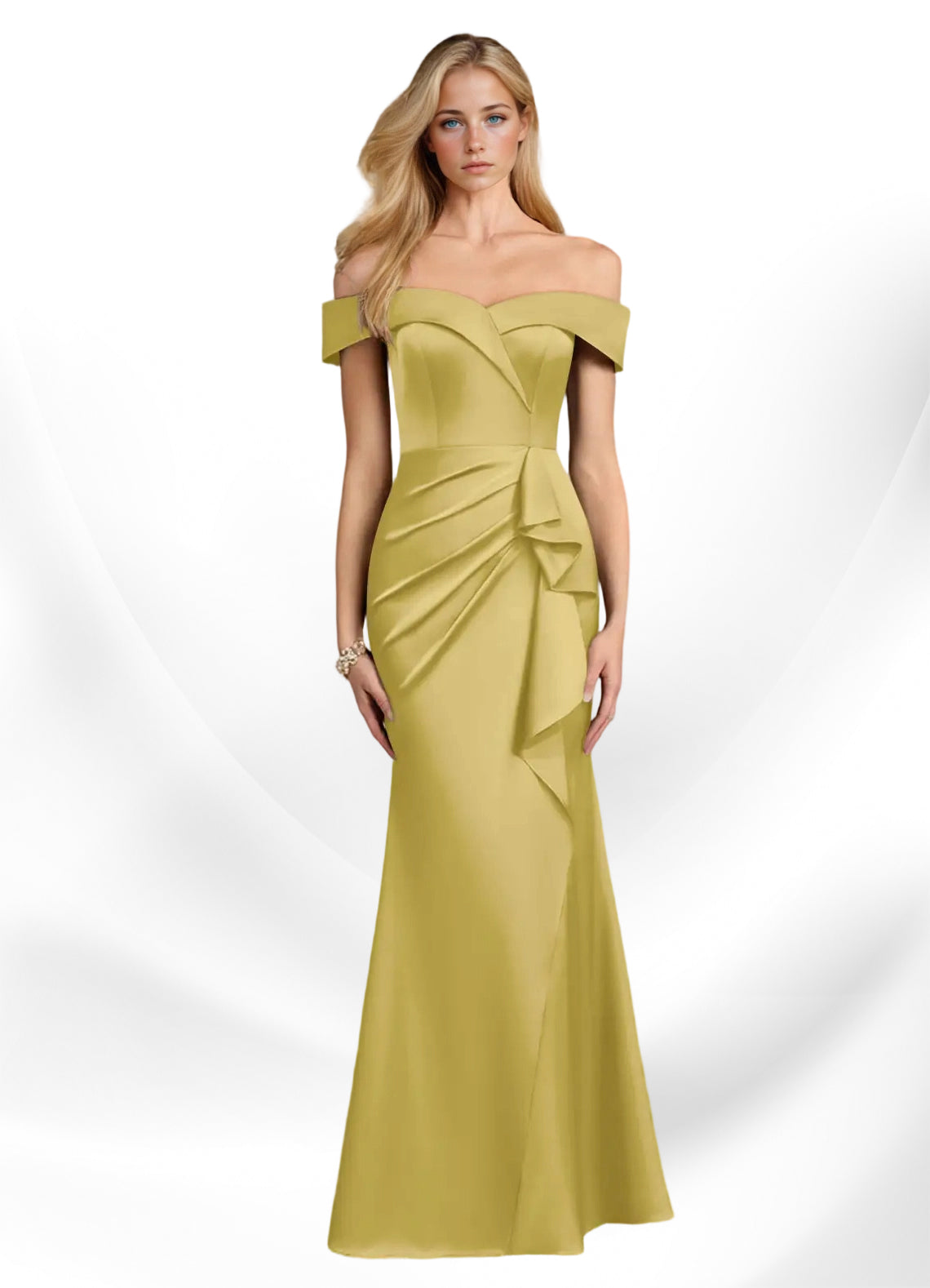 Augday Laredo Mermaid Off the Shoulder Stretch Satin Dress