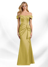 Augday Laredo Mermaid Off the Shoulder Stretch Satin Dress