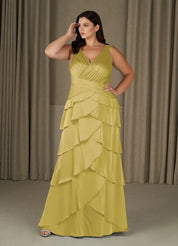 Augday Viola A-Line Pleated Stretch Satin Dress Plus Size