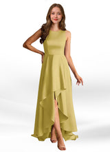 Augday Niles A-Line Trains Stretch Satin Dress