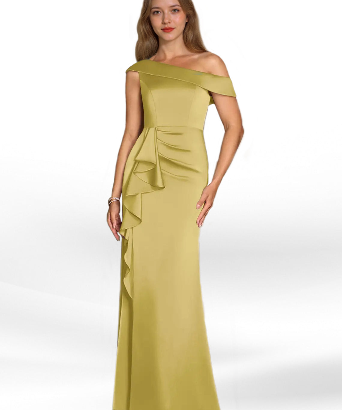 Augday Hamptons A-Line Pleated Stretch Satin Dress