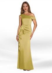 Augday Hamptons A-Line Pleated Stretch Satin Dress