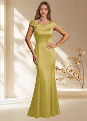 Augday Aberdeen Sheath Pleated Stretch Satin Dress