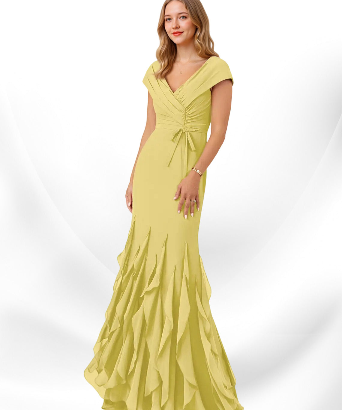Augday Bailora Mermaid Ruched Chiffon Dress