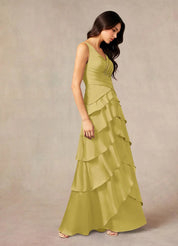 Augday Viola A-Line Pleated Stretch Satin Dress