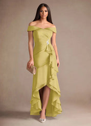 Augday Billings Mermaid Off the Shoulder Stretch Satin Dress