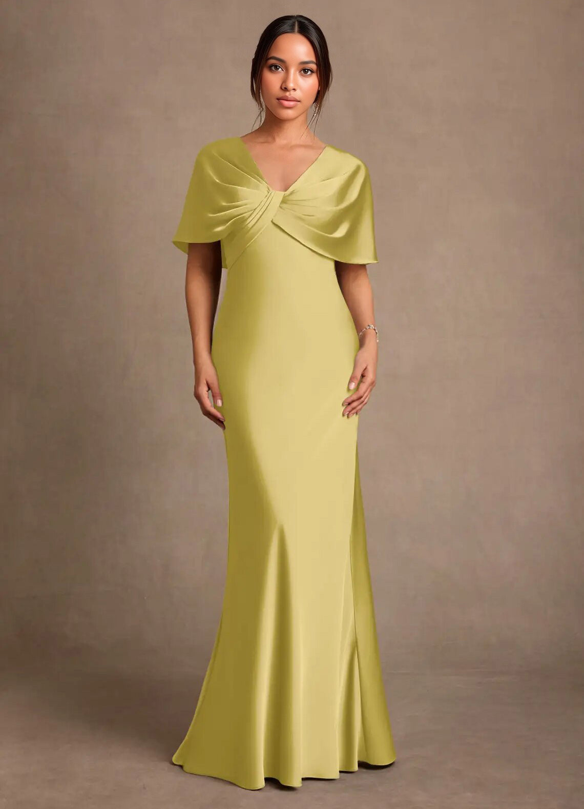 Augday Dosia Sheath Pleated Stretch Satin Dress