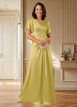 Augday Emmeline A-Line Pleated Stretch Satin Dress