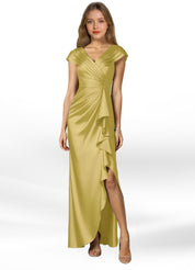Augday Anderson A-Line Pleated Stretch Satin Dress
