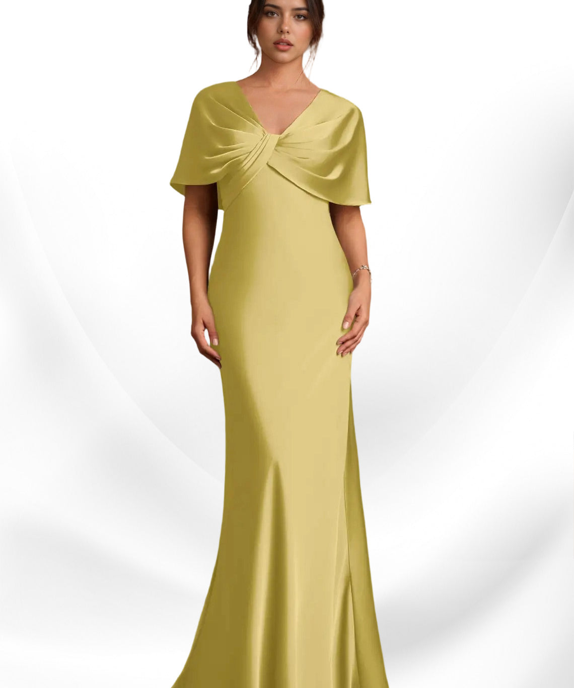 Augday Dosia Sheath Pleated Stretch Satin Dress