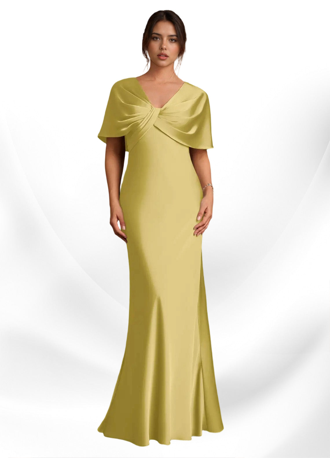 Augday Dosia Sheath Pleated Stretch Satin Dress