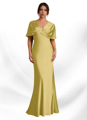 Augday Dosia Sheath Pleated Stretch Satin Dress