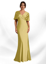Augday Dosia Sheath Pleated Stretch Satin Dress