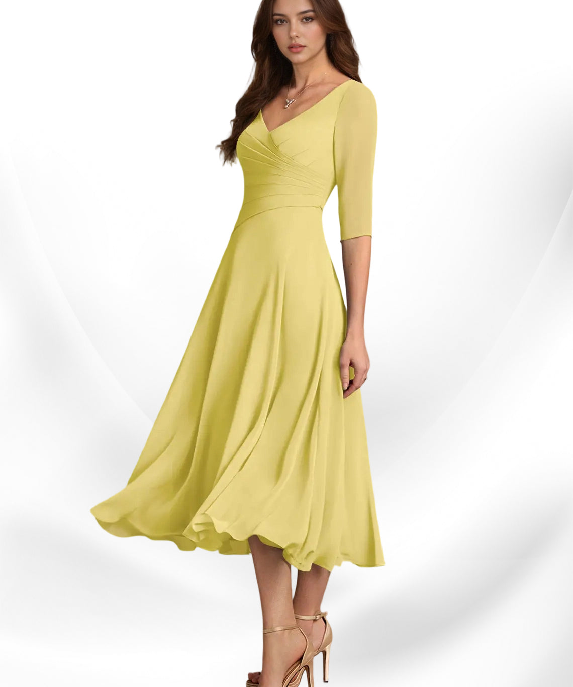 Augay Durant A-Line Pleated Chiffon Dress