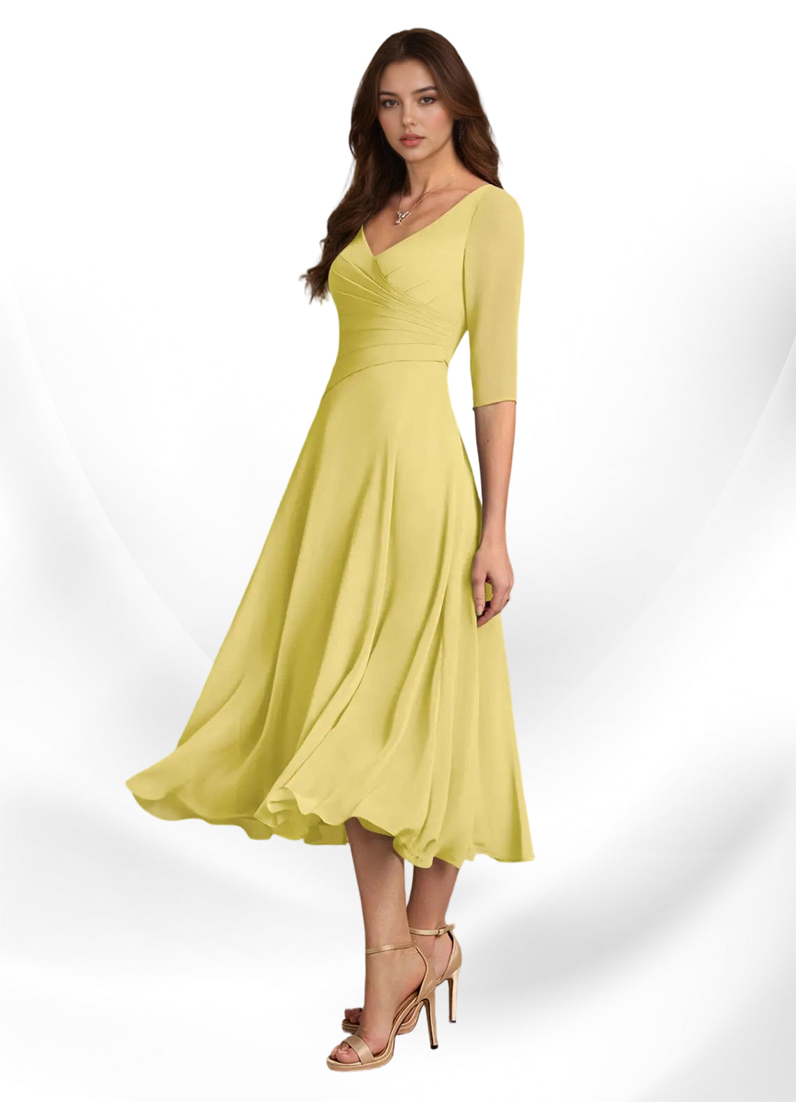 Augay Durant A-Line Pleated Chiffon Dress