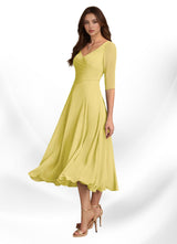 Augay Durant A-Line Pleated Chiffon Dress