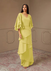 Augday OHara A-Line V-Neck Chiffon Dress