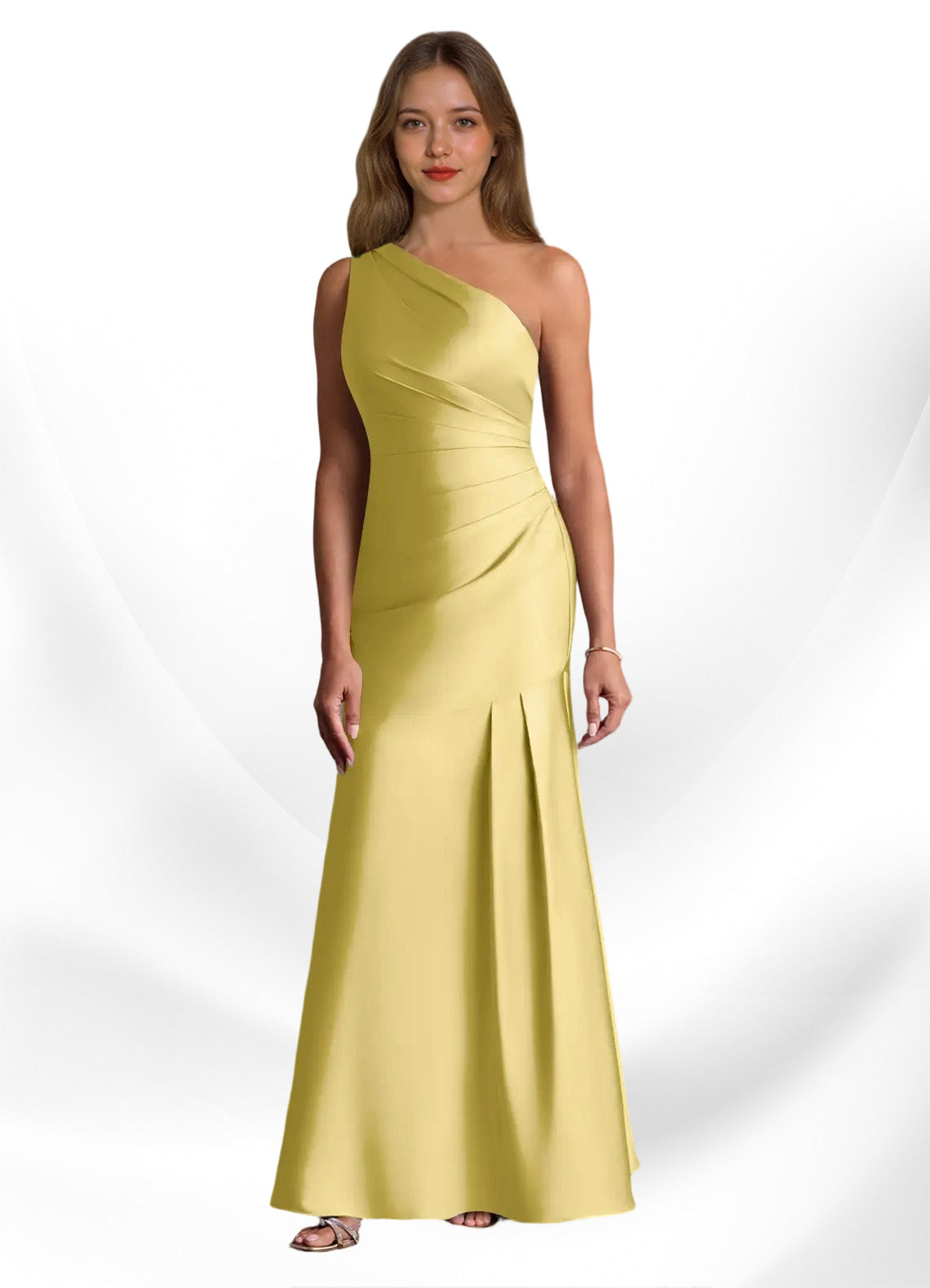 Augday Haifa Mermaid One Shoulder Stretch Satin Dress