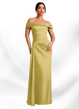 Augday Beah Sheath Off the Shoulder Stretch Satin Dress