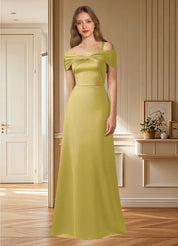 Augday Amelia A-Line Off the Shoulder Stretch Satin Dress