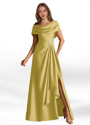 Augday Branford A-Line Pleated Stretch Satin Dress