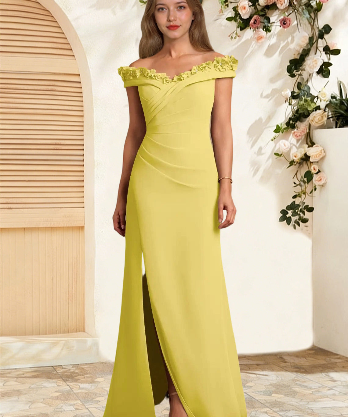 Augday Jettie Sheath Pleated Chiffon Dress