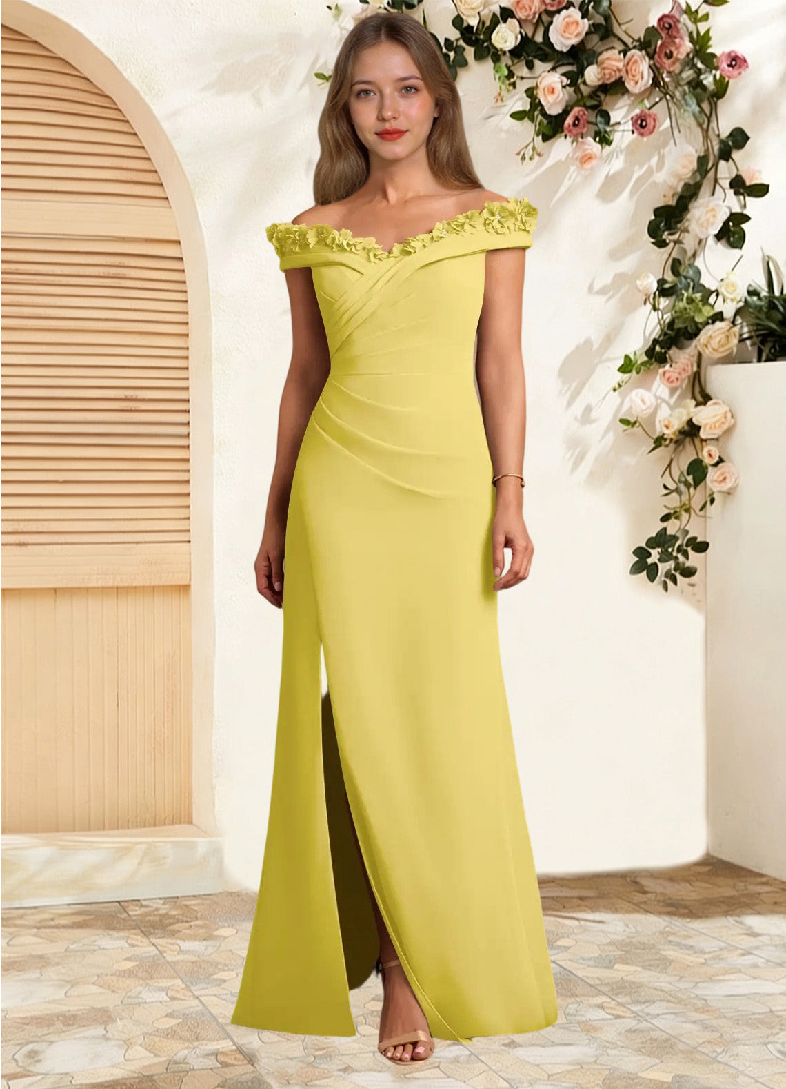 Augday Jettie Sheath Pleated Chiffon Dress