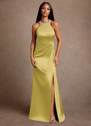 Augday Lawrence A-Line Pleated Stretch Satin Dress