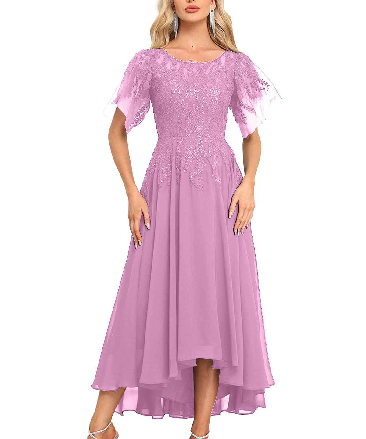 Augday Chiffon Lace Sequins Mother of the Bridesmaid Dresses
