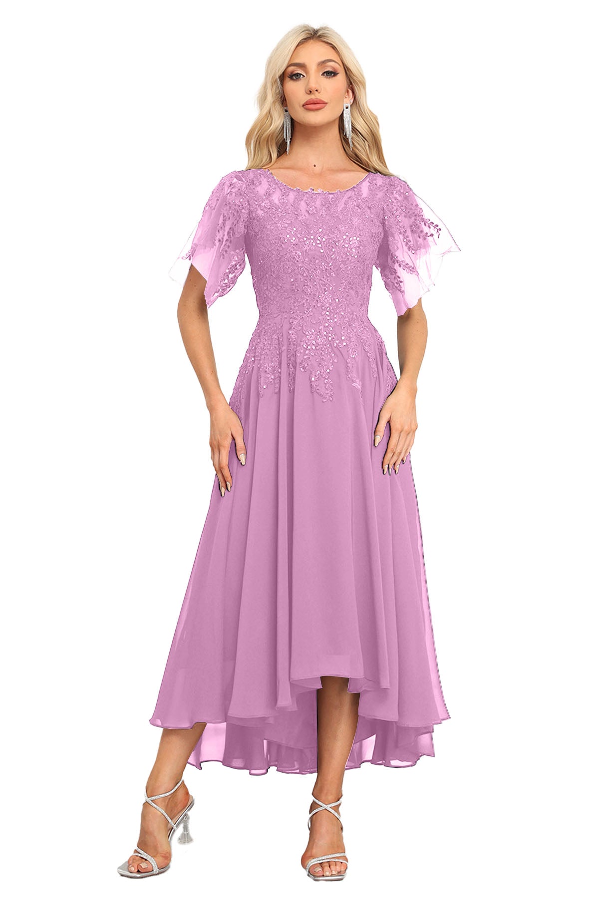 Augday Chiffon Lace Sequins Mother of the Bridesmaid Dresses