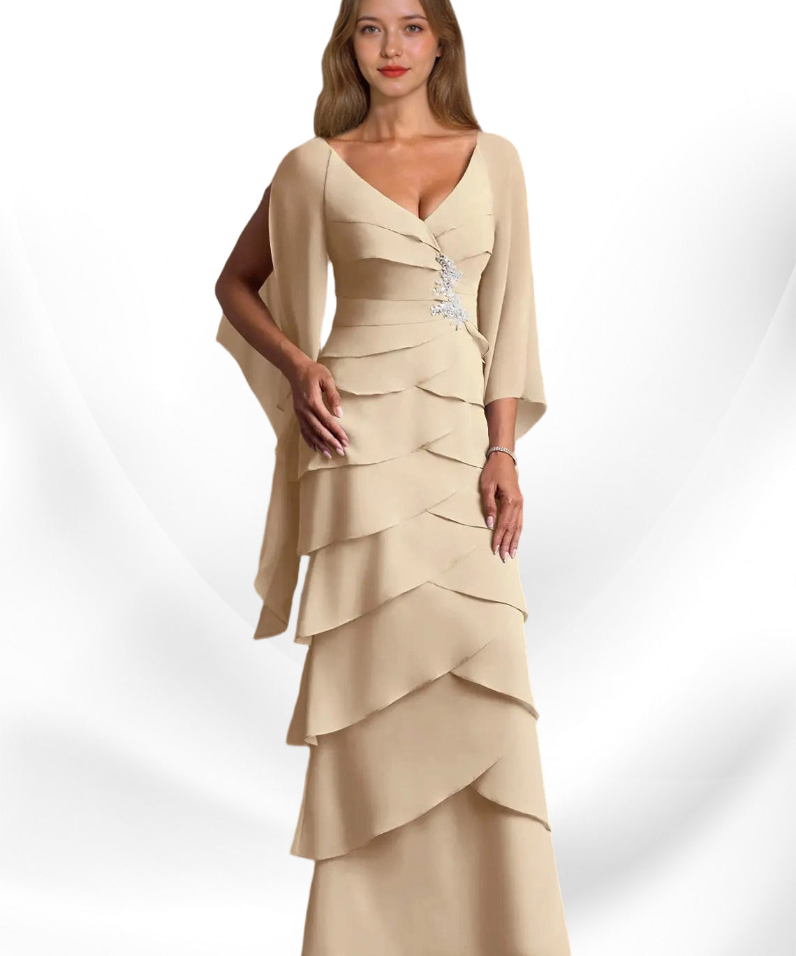 Augday Arabinda Sheath Ruched Chiffon Dress