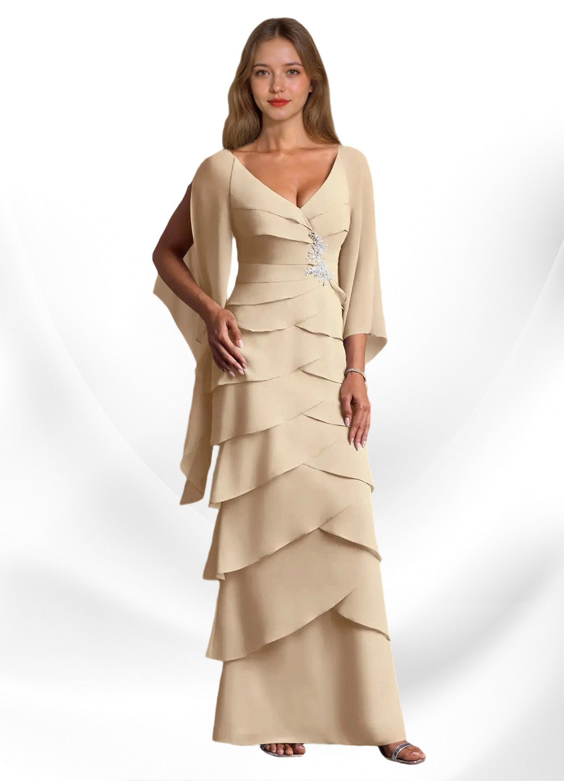 Augday Arabinda Sheath Ruched Chiffon Dress
