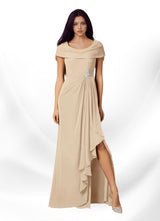 Augday Mary A-Line Side Slit Chiffon Dress