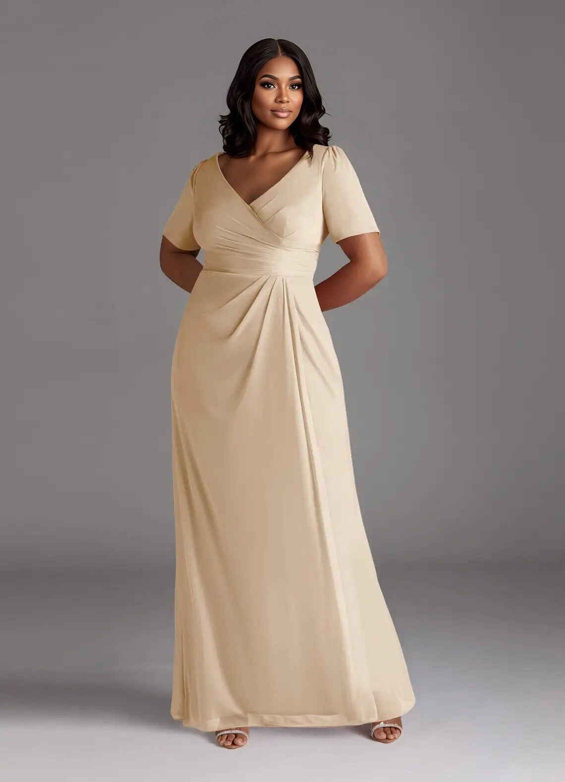 Augday Bessie A-Line Pleated Mesh Dress Plus Size