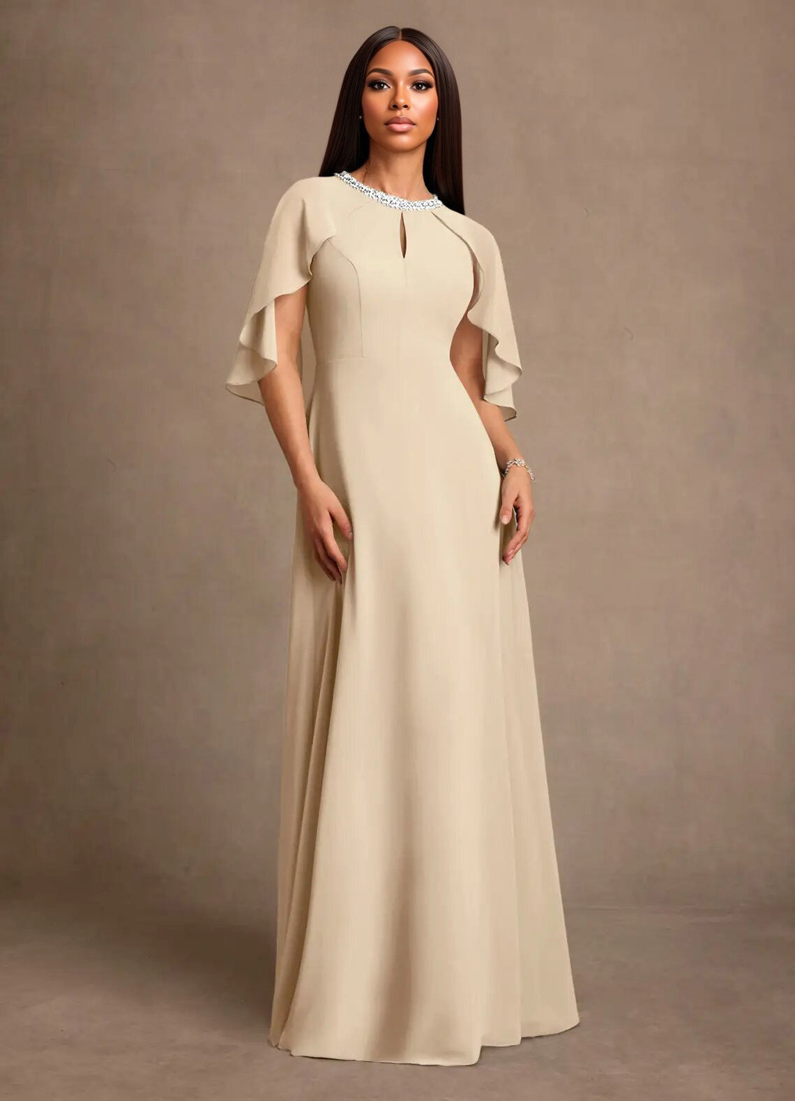 Augday Winnifred A-Line Beaded Chiffon Dress