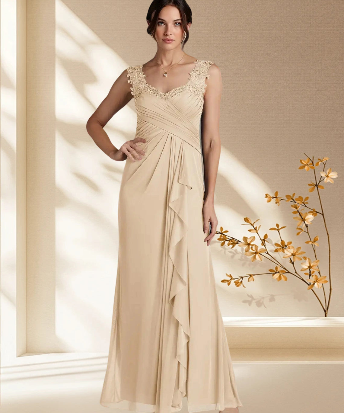 Augday Edelin A-Line Sweetheart Neckline Pleated Mesh Dress