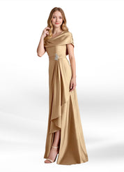 Augday Branford A-Line Pleated Stretch Satin Dress