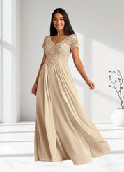 Augday Dunja A-Line V-Neck Lace Chiffon Dress