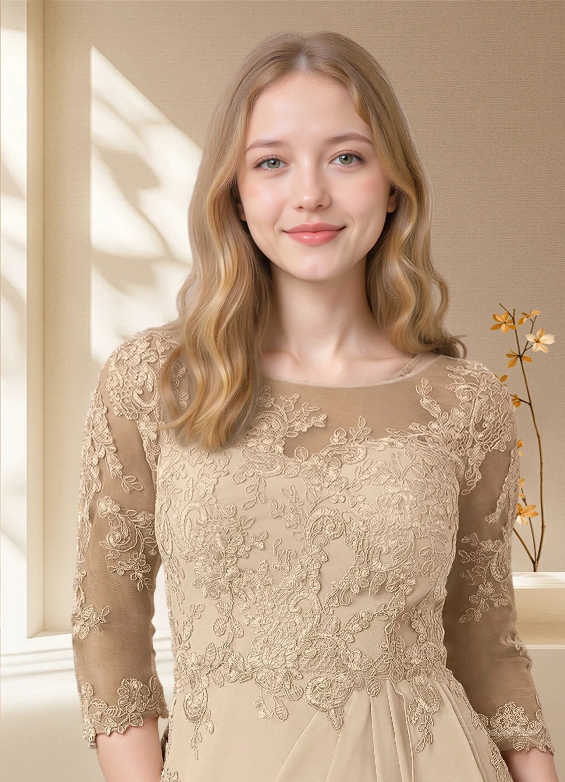 Augday Calanthe A-Line Scoop Chiffon Dress