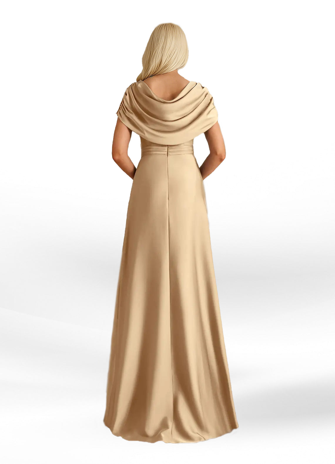 Augday Branford A-Line Pleated Stretch Satin Dress