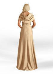 Augday Branford A-Line Pleated Stretch Satin Dress