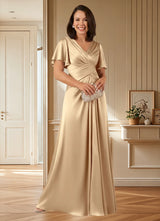 Augday Emmeline A-Line Pleated Stretch Satin Dress