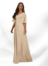 Augday Oksana A-Line V-Neck Pleated Chiffon Dress