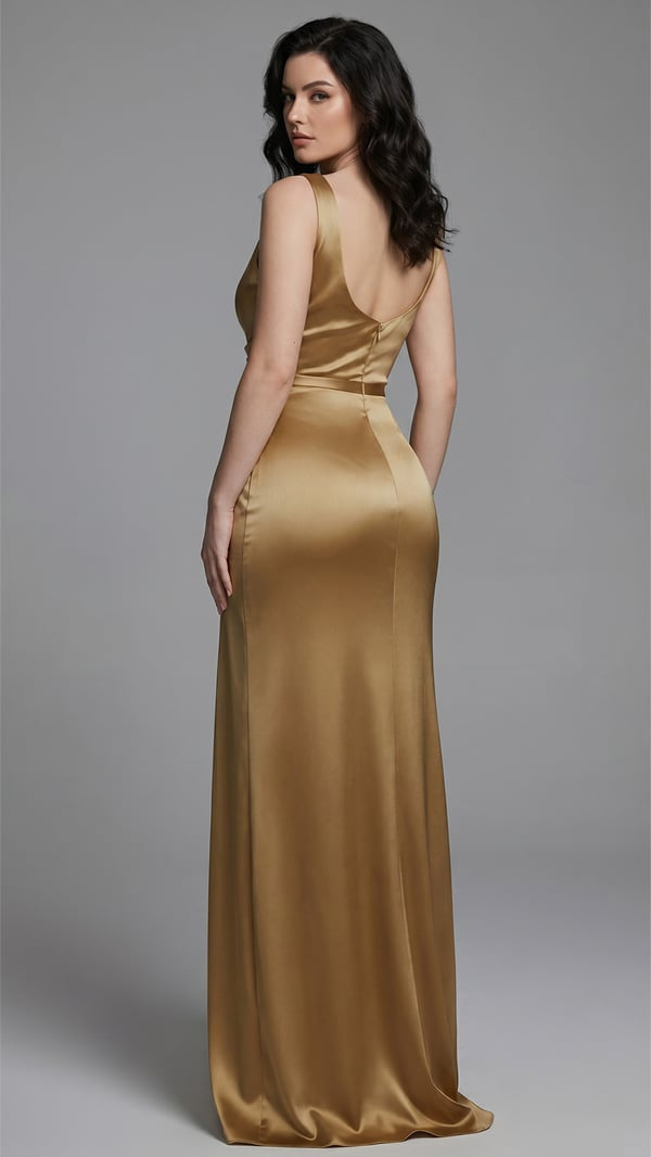Summer Hot Sale 🌙 THE SATIN SLIP GOWN: COWL NECK, SIDE RUCHING, OPEN BACK