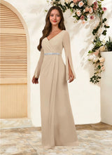 Augday Belinda A-Line V-Neck Pleated Chiffon Dress