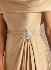 Augday Branford A-Line Pleated Stretch Satin Dress