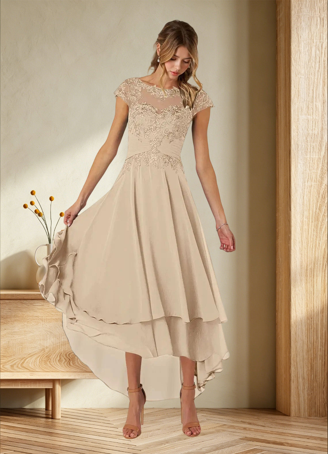 Augday Shonda Lace Chiffon Dress