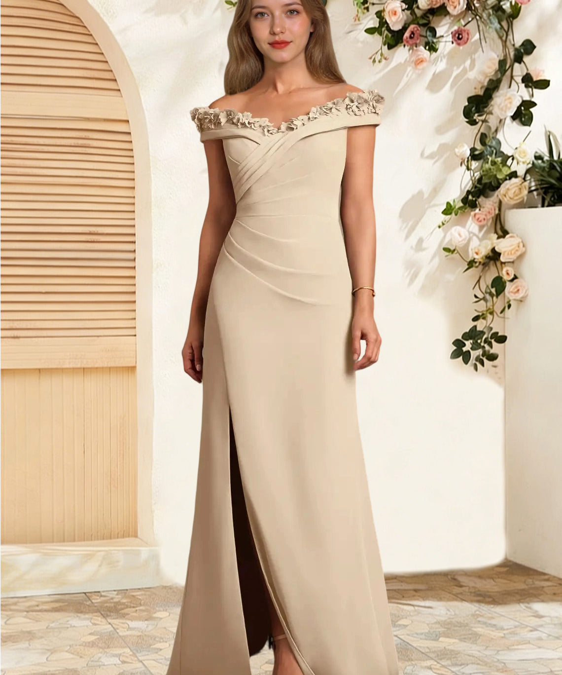 Augday Jettie Sheath Pleated Chiffon Dress