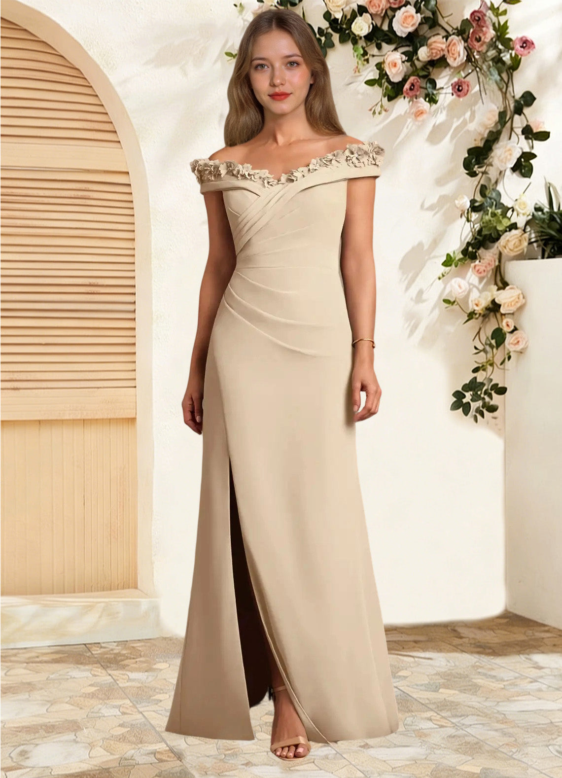 Augday Jettie Sheath Pleated Chiffon Dress