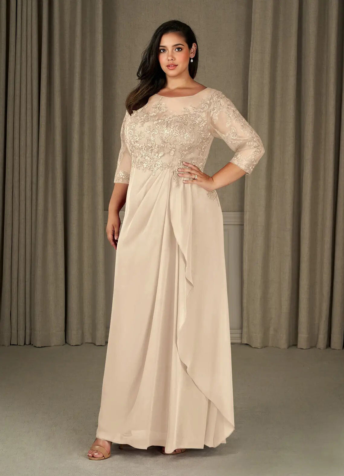Augday Calanthe A-Line Scoop Chiffon Dress Plus Size